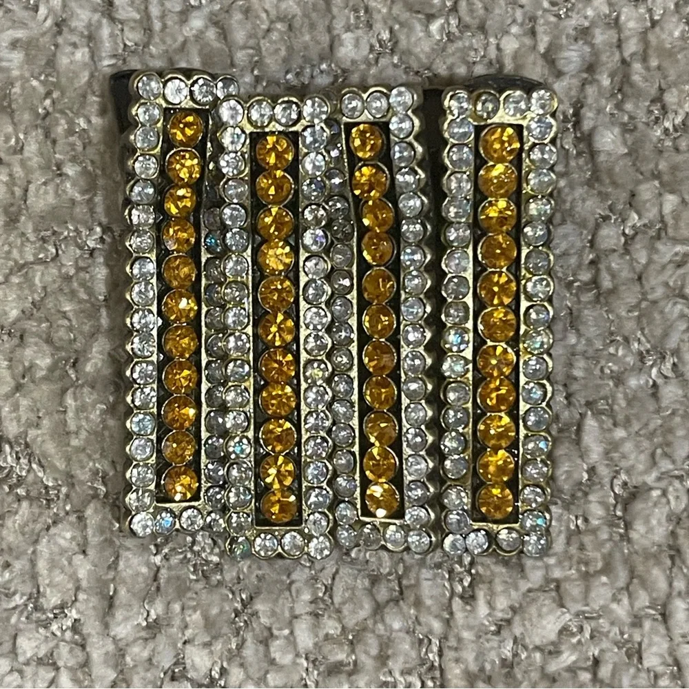 Yellow and Silver Rhinestone Hair Clips